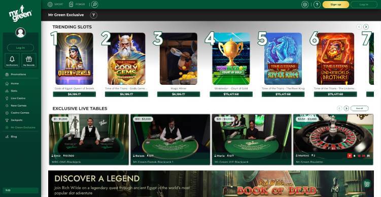Mr Green Casino custom games screenshot
