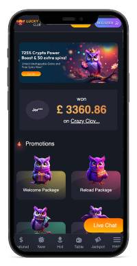 Lucky Owl Club casino mobile screenshot