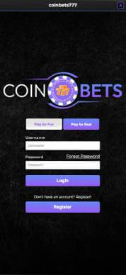 CoinBets777 Casino registration screenshot