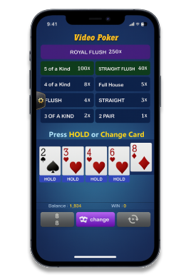 Video Poker TaDa mobile display