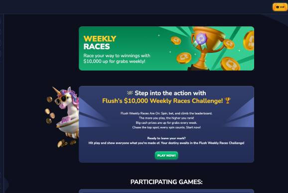 Flush Casino weekly races screenshot