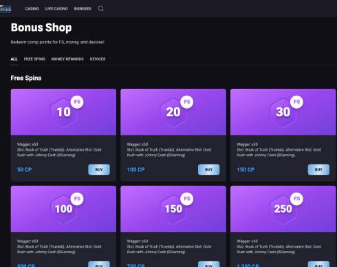 Slot Lounge Casino bonus shop screenshot