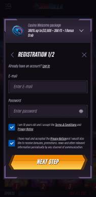 Winrolla Casino registration screenshot