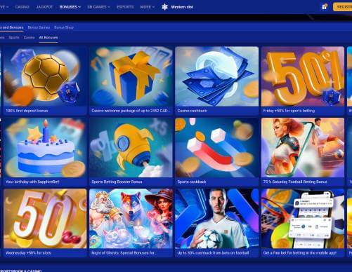 SapphireBet Casino promotions screenshot