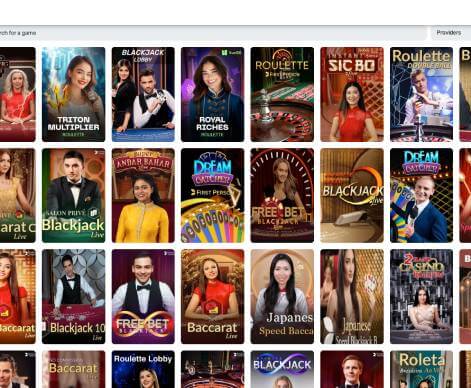 Bulletz Casino live games screenshot