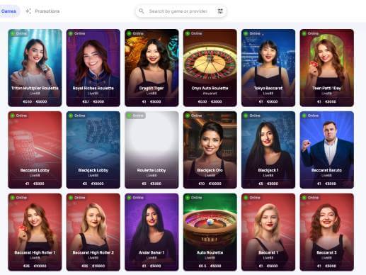 HypeKasino live casino games screenshots