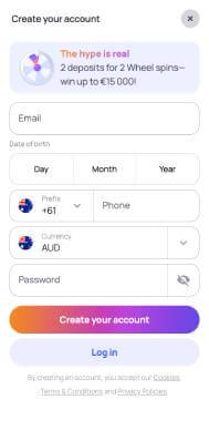 HypeKasino signup screenshots