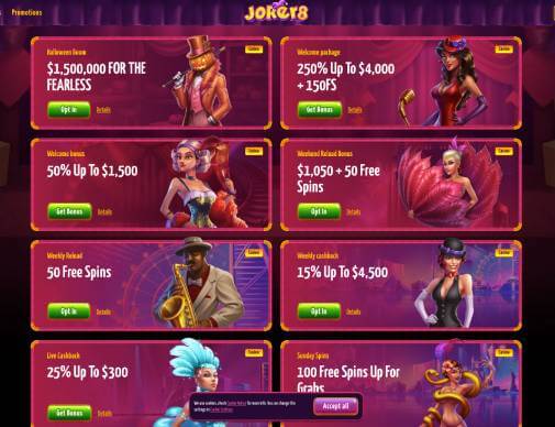 Joker8 Casino promotions screenshot