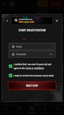 Jokery Casino registration screenshot