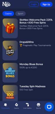 NeoSlot Casino promotions screenshot